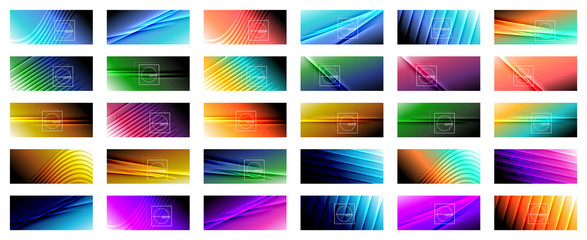 set of rainbow fluid gradient backgrounds with abstract lines. colorful geometric background pattern