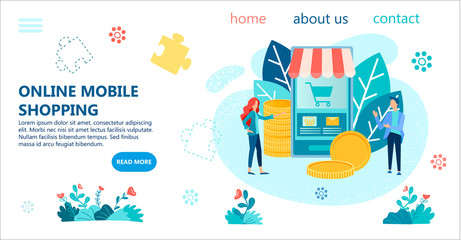 Wall Mural - online mobile shopping banner vector illustration
