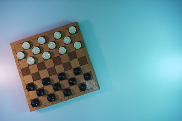 Poster - Beautiful vintage Chess board with chess in the color light. Background banner texture.