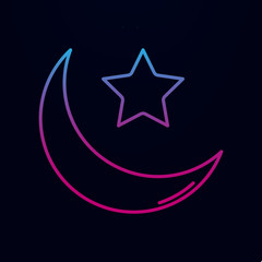 Wall Mural - Islam star and crescent moon nolan icon. Simple thin line, outline vector of religion icons for ui and ux, website or mobile application