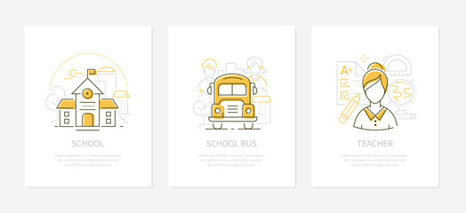 Wall Mural - Education and learning - line design style banners