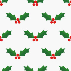 Wall Mural - Holly berries Christmas seamless pattern.
