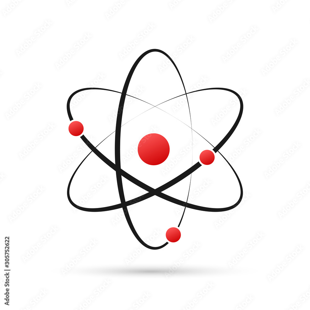 Atom icon vector, atom symbols on white background. - obrazy, fototapety, plakaty 