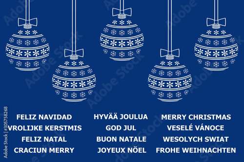 Fotografía Tarjeta de Navidad con felicitación en varios idiomas