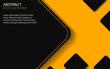Abstract Yellow And Black Shapes Overlapping Layers On Black Background. Vector Design Template For Use Modern Cover, Technology Banner, Business Advertising, Card Corporate, Wallpaper, Brochure