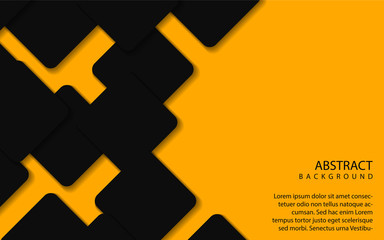 Abstract yellow and black shapes overlapping layers on black background. Vector design template for use modern cover, technology banner, business advertising, card corporate, wallpaper, brochure