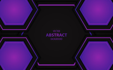Wall Mural - abstract futuristic blue purple overlapping layers on black background. vector design template for u