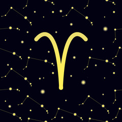 Wall Mural - Pattern with constellation Aries and sign of The Ram.