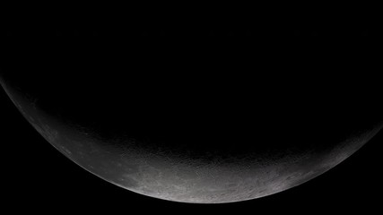Wall Mural - bright moon slowly turning in space concept with deep shadows over the surface