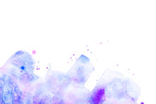 Abstract Watercolor Background With Blue And Lilac Stains.