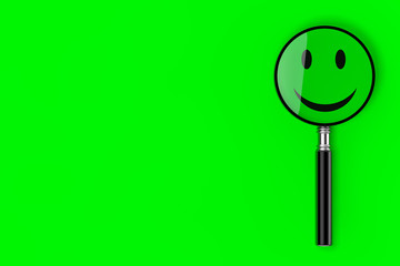 Sticker - Magnifying Glass with Smile Face. 3d Rendering