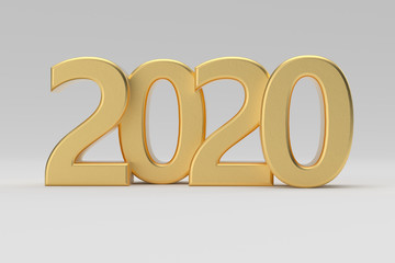 Poster - New 2020 Year Golden Sign. 3d Rendering