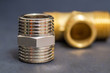 Set of brass fittings is often used for water and gas installations