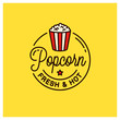 Popcorn logo. Round linear logo of popcorn bucket