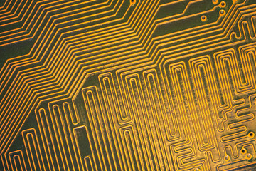 Wall Mural - Electronic circuit board abstract background. computer motherboard close up. micro elements of computer. Intelligent technology