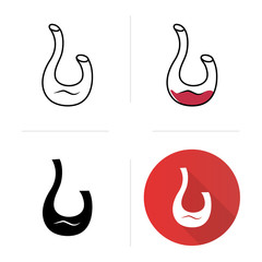 Sticker - Decorative swan decanter icons set. Wine service. Alcohol beverage. Aperitif drink. Tableware, glassware. Flat design, linear, black and color styles. Isolated vector illustrations