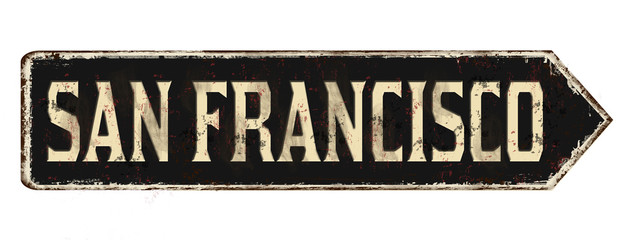 Wall Mural - San Francisco vintage rusty metal sign