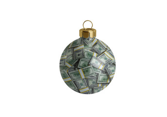 Christmas ball, packs of dollars