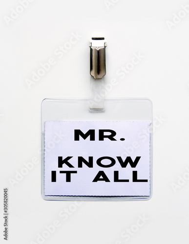 Mr. know it all name tag
