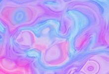 Light Pink, Blue And Purple Abstract Liquid Paint Textured Background With Decorative Spirals And Swirls. Holographic Pattern For Modern Creative Trendy Design, Marble Texture Style For Illustrations