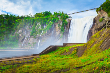 Wall Mural - Landscape View of Montmorency Falls in Montmorency Falls Park, Quebec, Canada