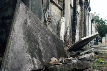 Poster - the tombstones in an old cemetery