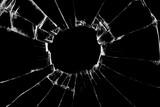 Fototapeta Tęcza - Broken glass craked on black background ,hi resolution photo art abstract texture object design