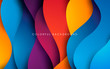 Purple, orange, yellow and blue fluid color background. Dynamic textured geometric element. Modern gradient light vector illustration.