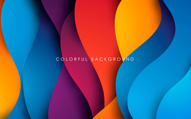 Wall Mural - purple, orange, yellow and blue fluid color background. dynamic textured geometric element. modern g