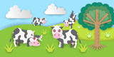 Fototapeta Pokój dzieciecy - Cow background wallpaper paper cut vector graphic design