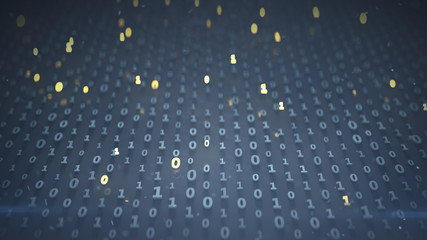 Wall Mural - digital matrix of binary code symbols 3d render