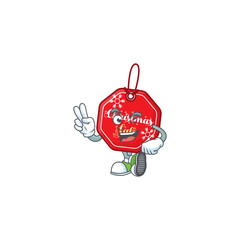 Sticker - Christmas sale tag Character cartoon style with two fingers