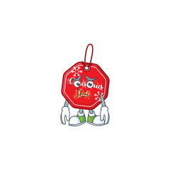 Poster - Christmas sale tag Cartoon character showing afraid look face