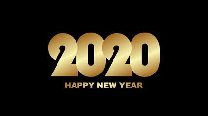 Wall Mural - Logo text Happy new year 2020 golden color on black background. Cover of business diary for 2020 with wishes. Brochure design template, card, banner.vector design