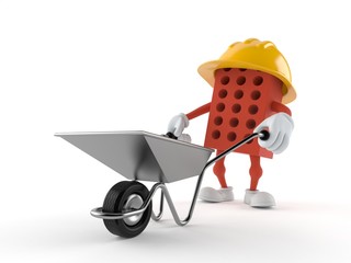 Wall Mural - Brick character carrying wheelbarrow