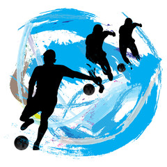 Wall Mural - illustration of kicking a ball with an abstract color background. Design template vector