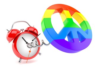 Sticker - Peace symbol with alarm clock