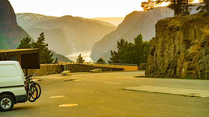 Sticker - Van on parking area at Stegastein viewpoint Norway