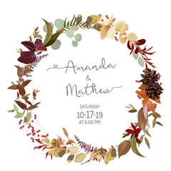 Wall Mural - Fall herbs selection vector design round invitation frame.