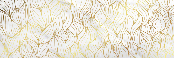 Luxury Gold marble design with nature floral pattern 17:9 Wallpaper background.