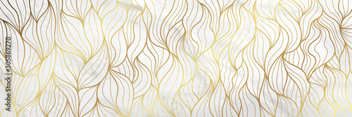 Obraz w ramie Luxury Gold marble design with nature floral pattern 17:9 Wallpaper background.