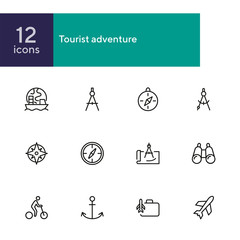 Poster - Tourist adventure icon set. Travel concept. Vector illustration can be used for topics like cruise, journey, holiday