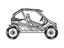 Buggy Sport Car Sketch Engraving Vector Illustration. T-shirt Apparel Print Design. Scratch Board Imitation. Black And White Hand Drawn Image.