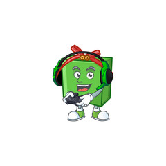 Poster - Gamer christmas sale tag cartoon character with headphone and controller