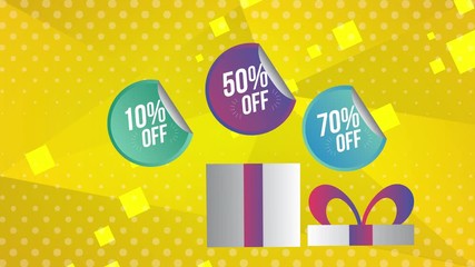 Sticker - sale commercial label with gift present