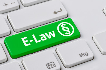 Wall Mural - a keyboard with a green button - e-law