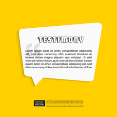Illustration Vector: typography design. Remark Testimony text box poster template concept. Quotation paragraph symbol icon. double bracket comma mark.