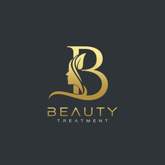Wall Mural - B Letter Luxury Beauty Face Logo Design Vector