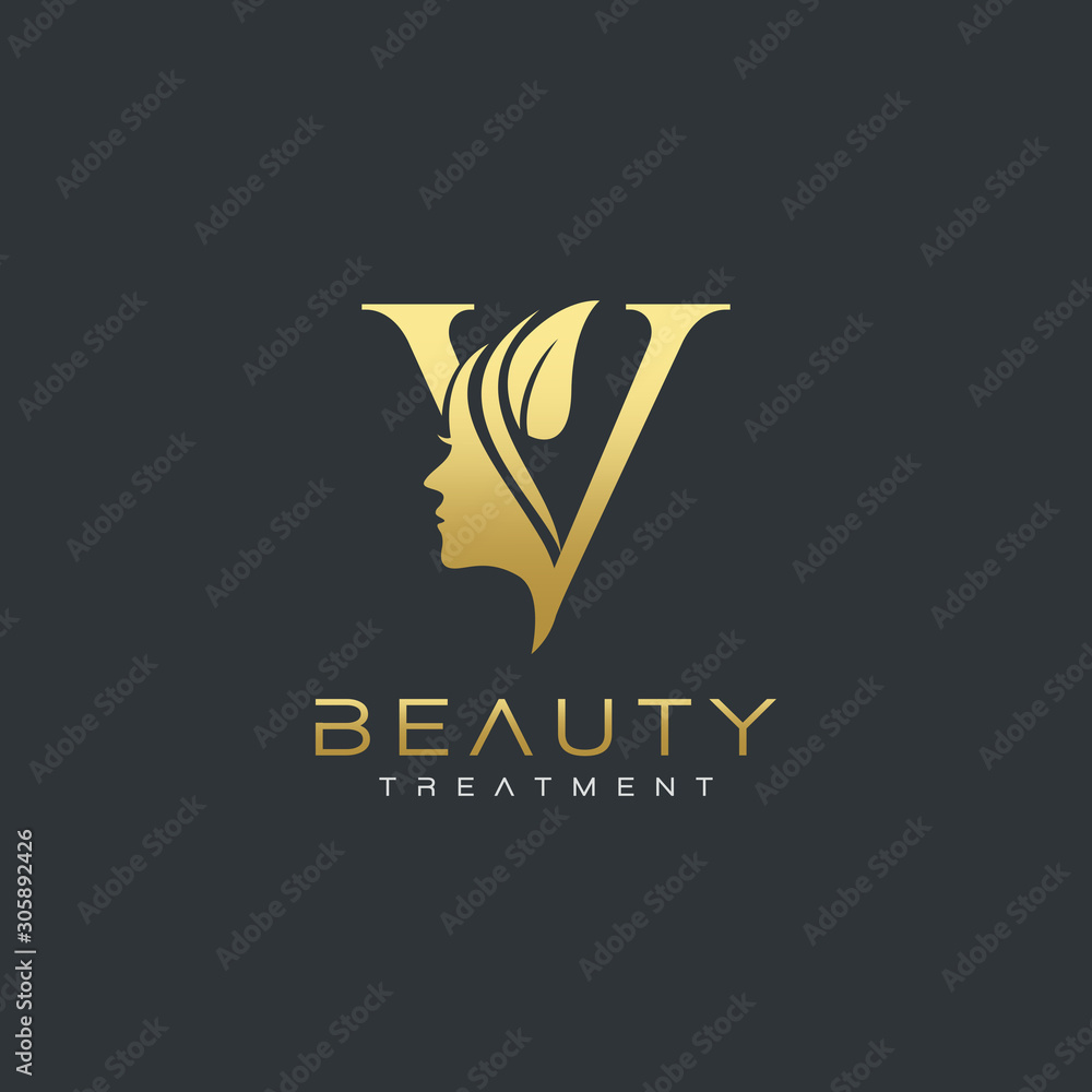 V Letter Luxury Beauty Face Logo Design Vector Stock Vector | Adobe Stock