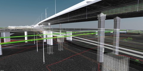 Wall Mural - the bim model of the object of transport infrastructure of wireframe view